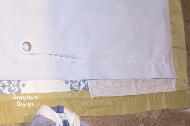 DIY No-Sew Blackout Curtain Liners by Seagrain Design | Step 5: Taping and ironing the hems of your liner